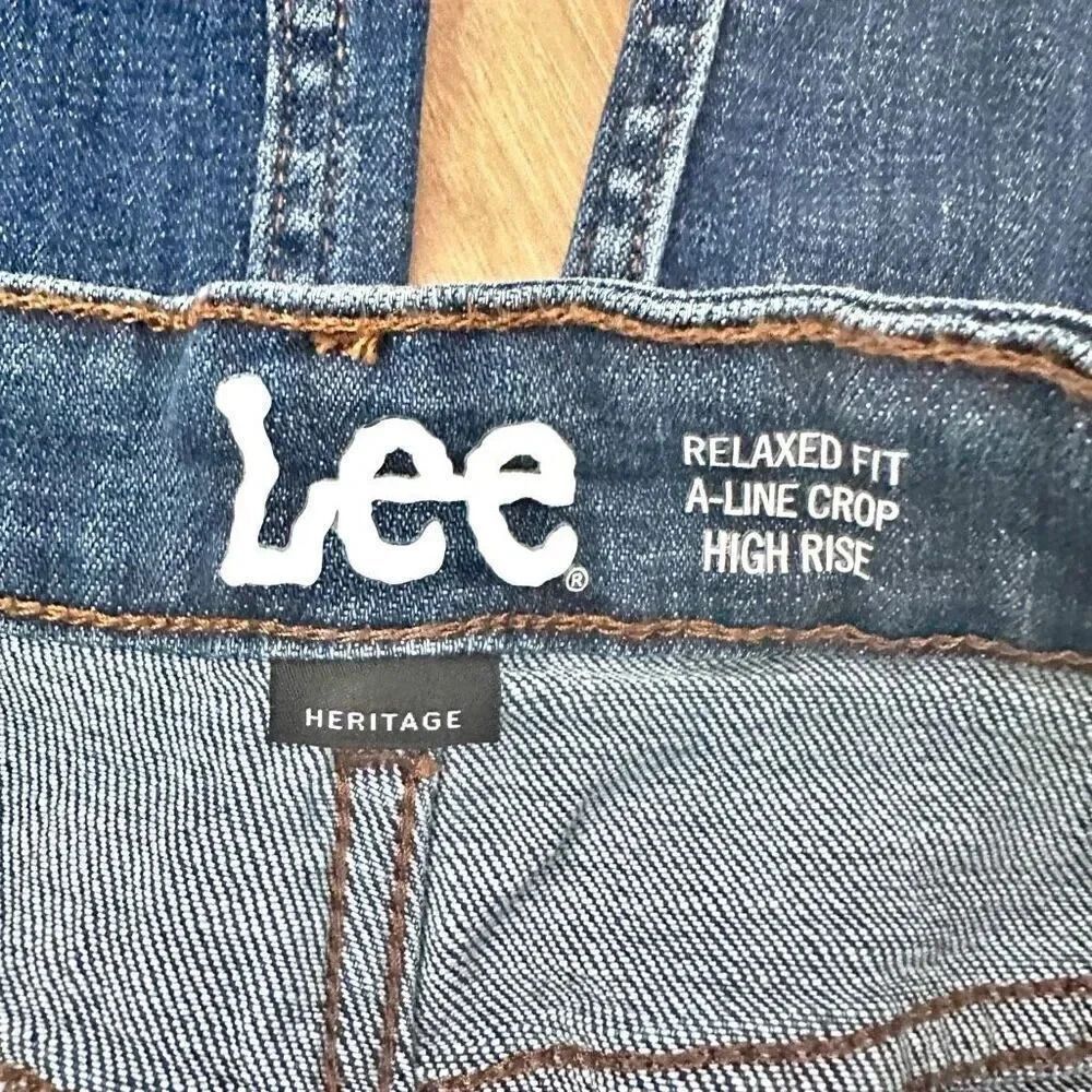 LEE | Denim Jeans Heritage A-line Wide Leg Cropped Raw Hem | Size 18 - Picture 6 of 10